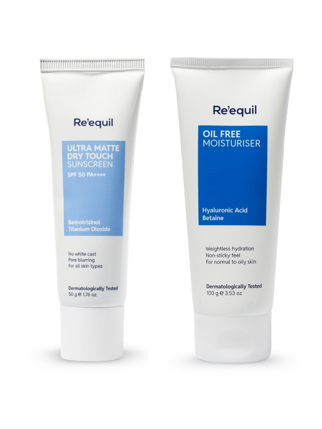 Reequil Set of Oil Free Moisturiser 100g & Ultra Matte Dry Touch Sunscreen 50g