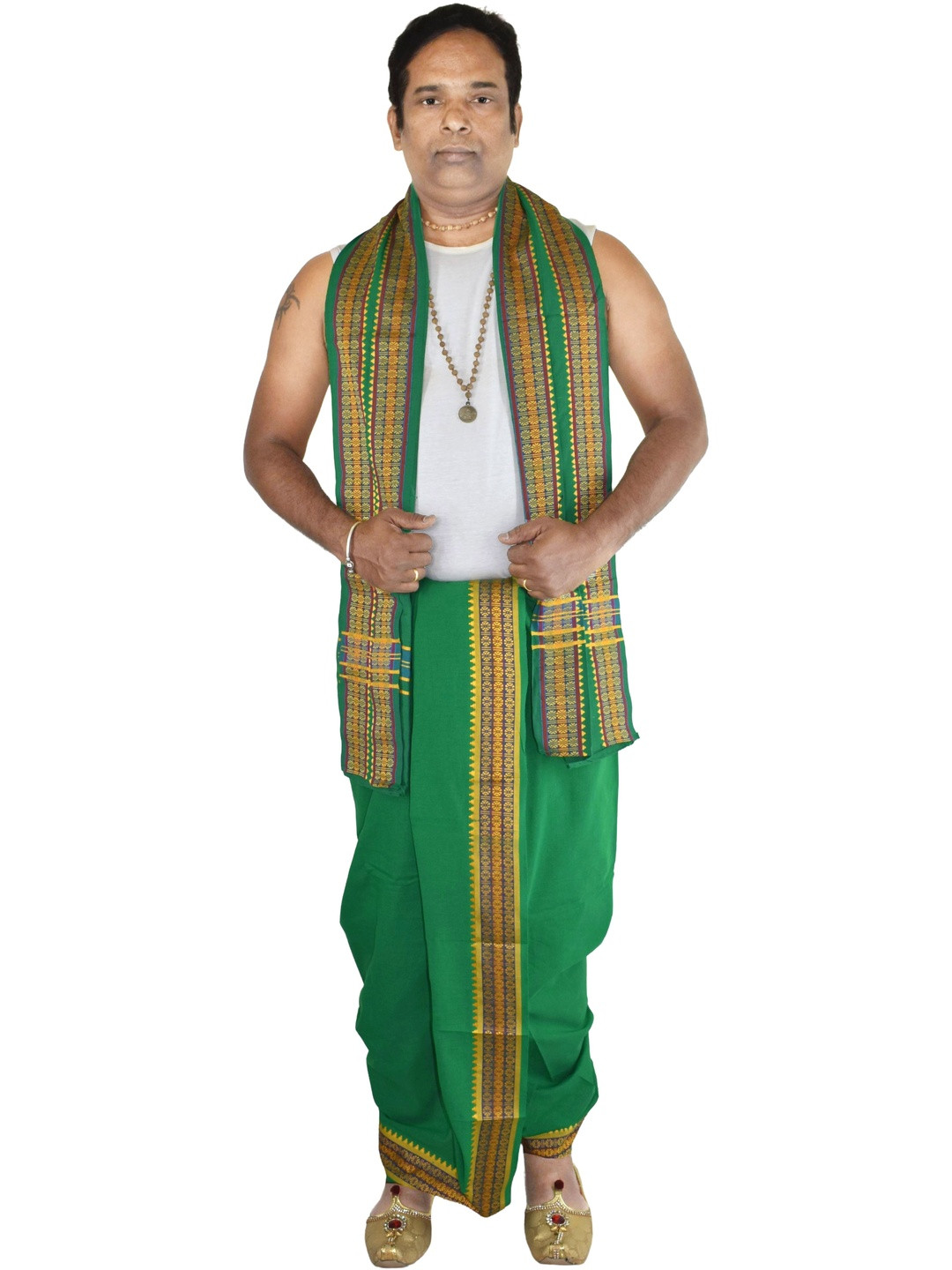 TUNI MANI Men Cotton Unstitched Panchakacham Dhotis 9X5 with Angavasthram