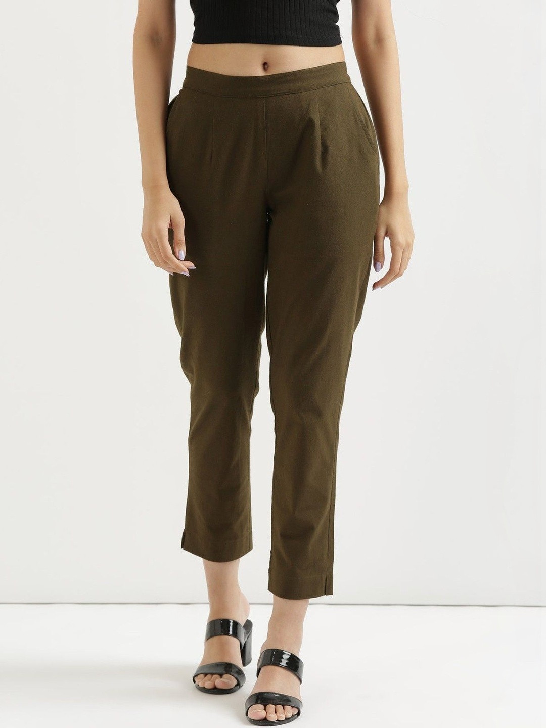 BELIZZI PARIDHAN Women Relaxed Easy Wash Cotton Trousers