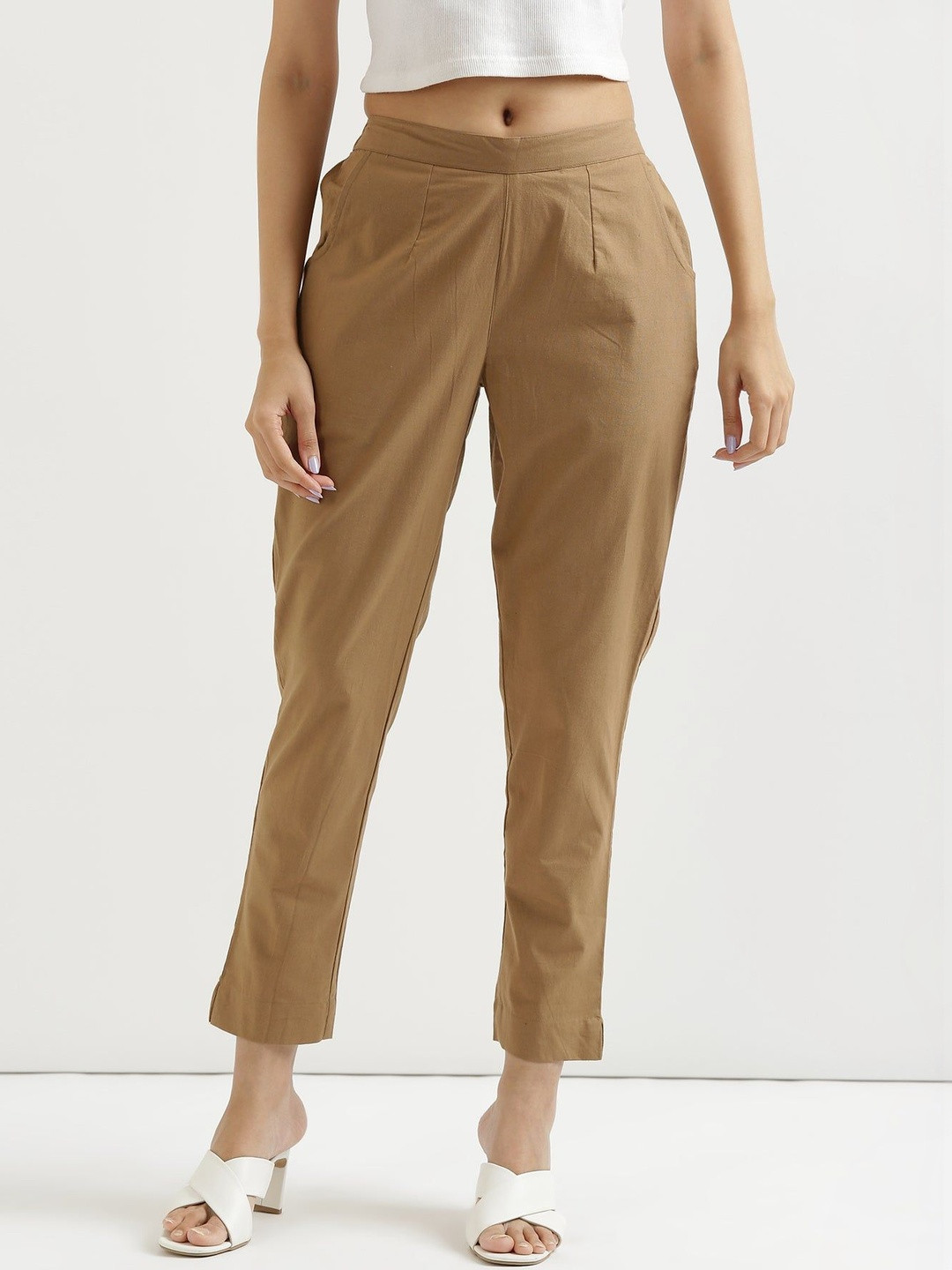 BELIZZI PARIDHAN Women Relaxed Easy Wash Cotton Trousers