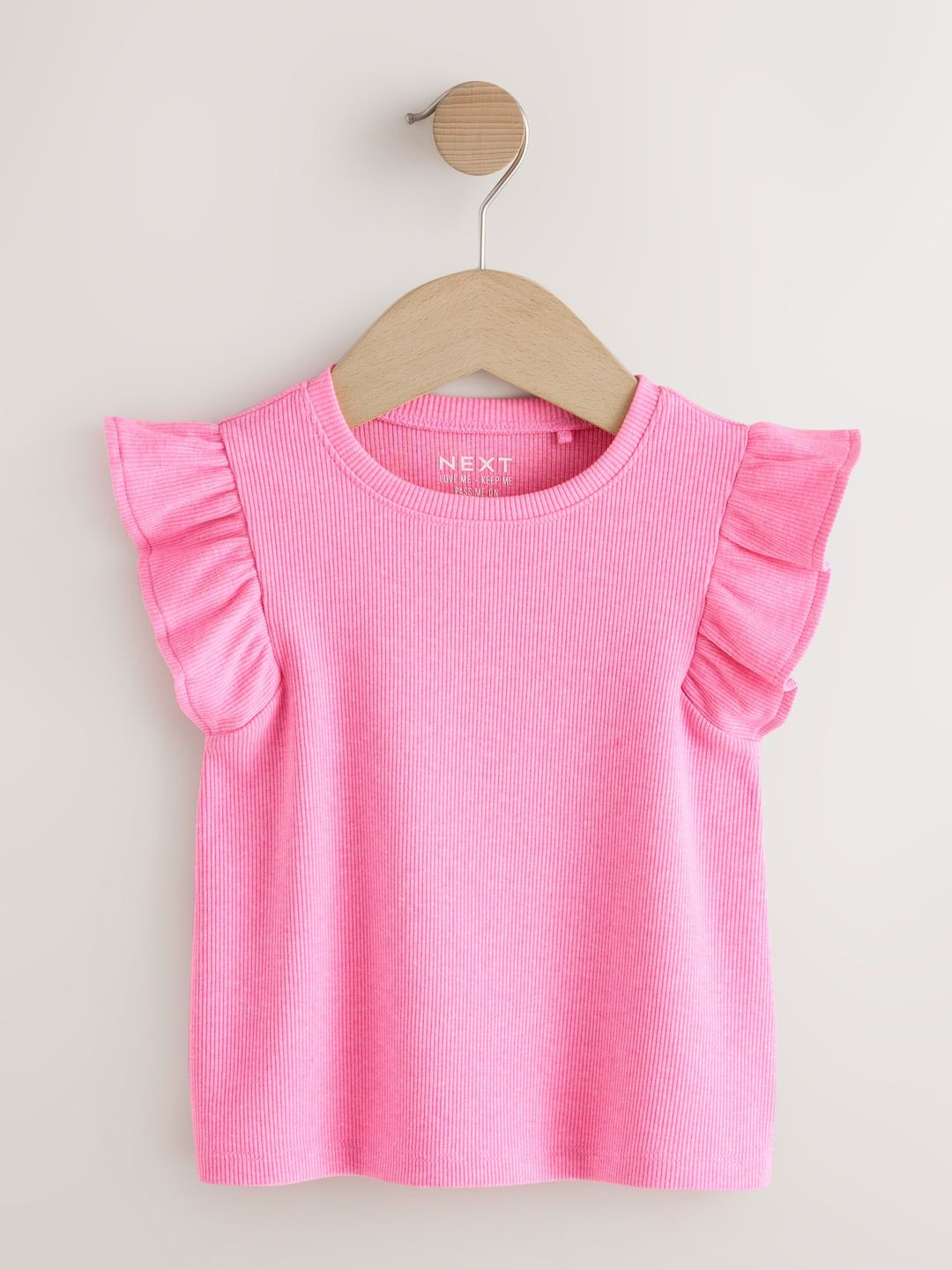 NEXT Ribbed Flutter Sleeve Ruffles Top
