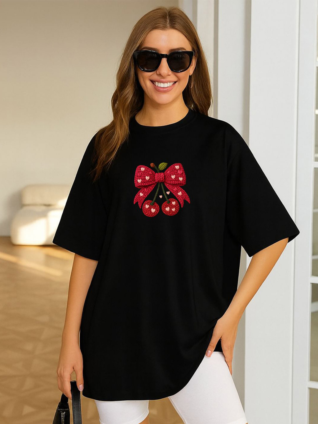 Slenor Women Oversized Cotton Printed T-shirt
