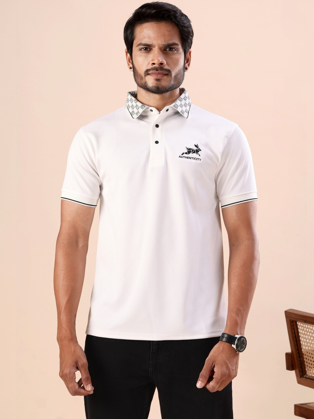 LUCUMA FASHION HUB Men Polo Collar T-shirt