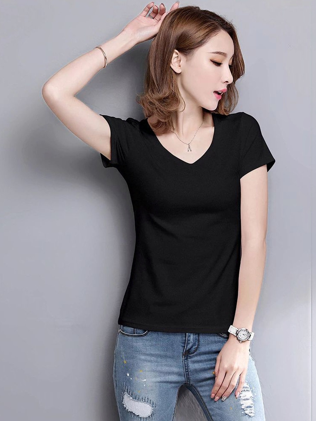 FARICON Women V-Neck T-shirt
