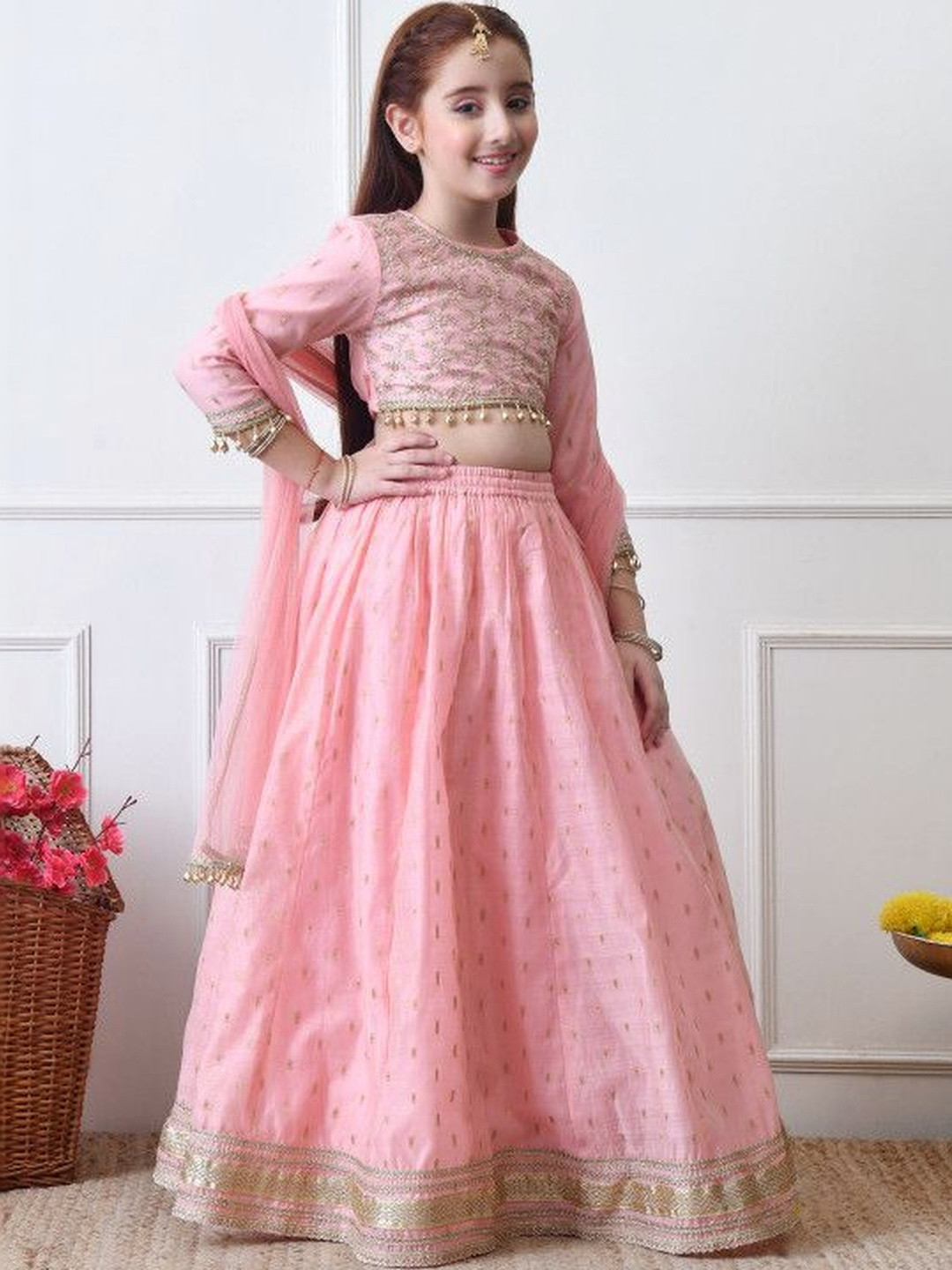 KATRODIYA ENTERPRISE Girls Sequinned Ready to Wear Lehenga & Blouse With Dupatta