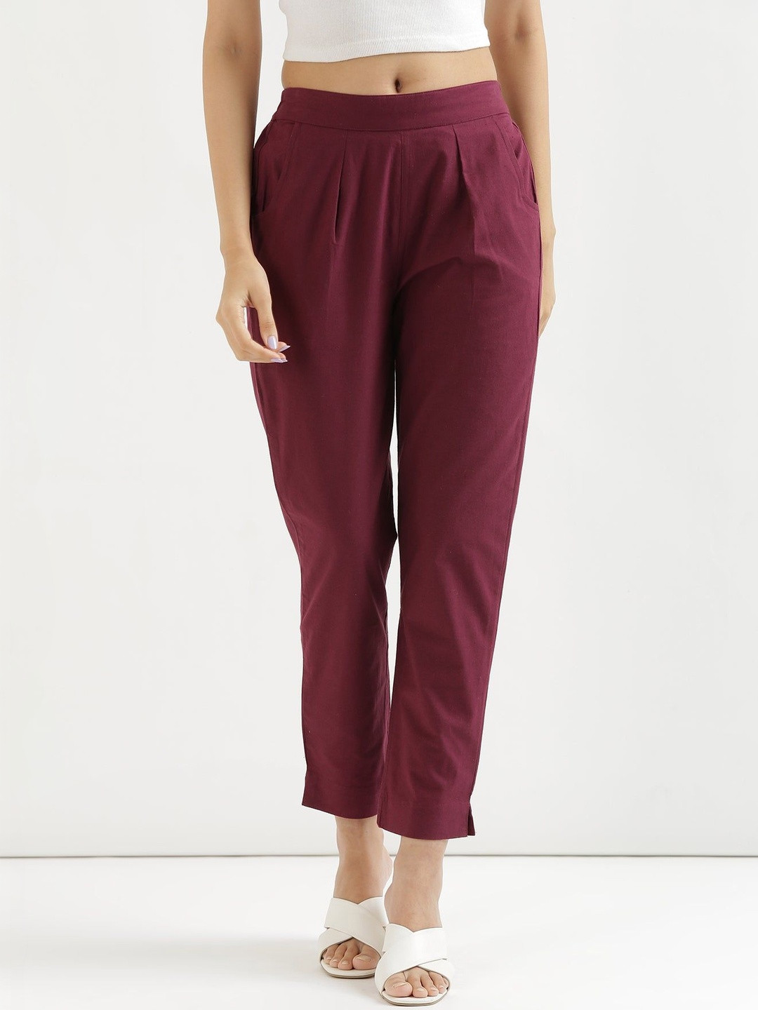 BELIZZI PARIDHAN Women Relaxed Easy Wash Trousers
