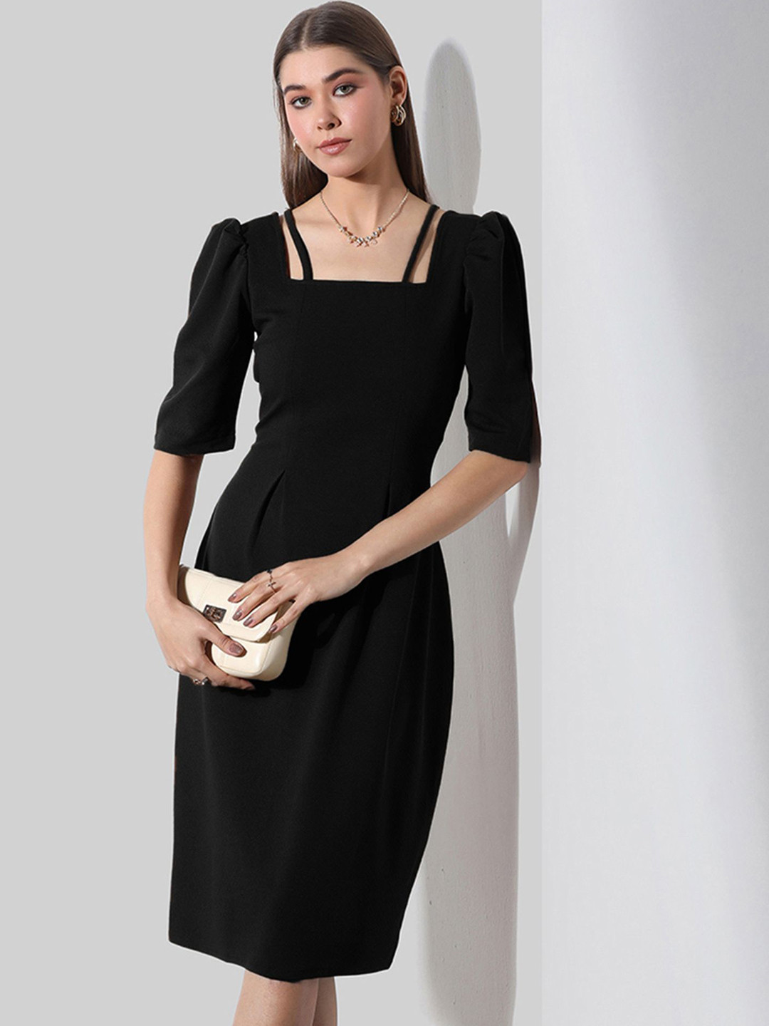 Stylish Black A-Line Western Dress for Women Party & Casual Wear