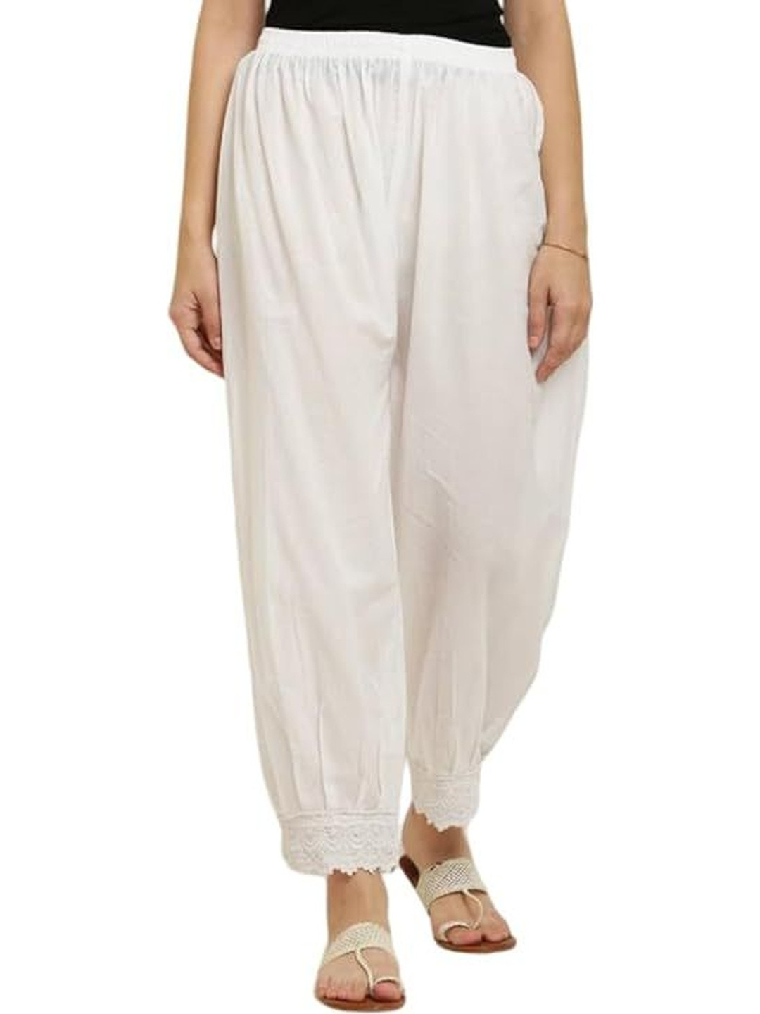 KGFONECLOTH Women Embroidered Lace Palazzos