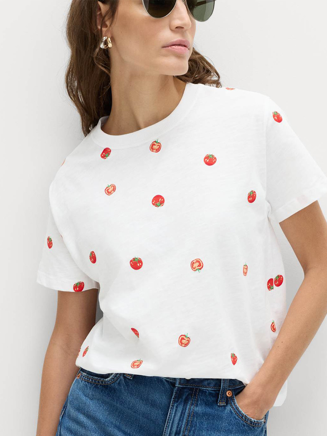Marks & Spencer Pure Slub Cotton Checked T-Shirt