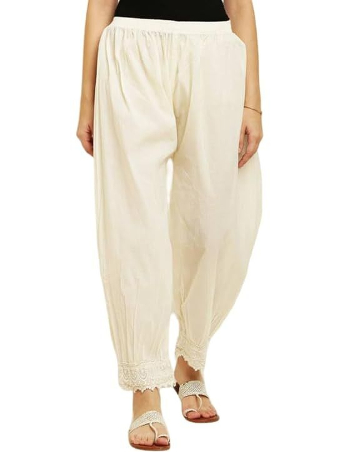 KGFONECLOTH Women Embroidered Lace Palazzos