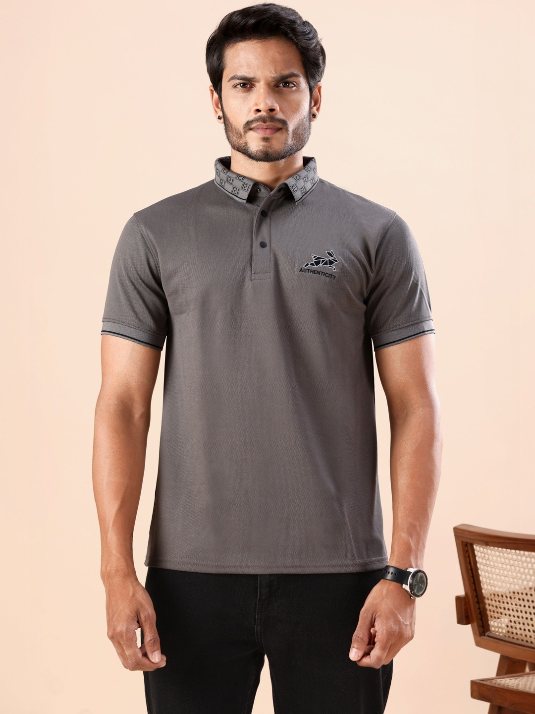 LUCUMA FASHION HUB Men Polo Collar T-shirt