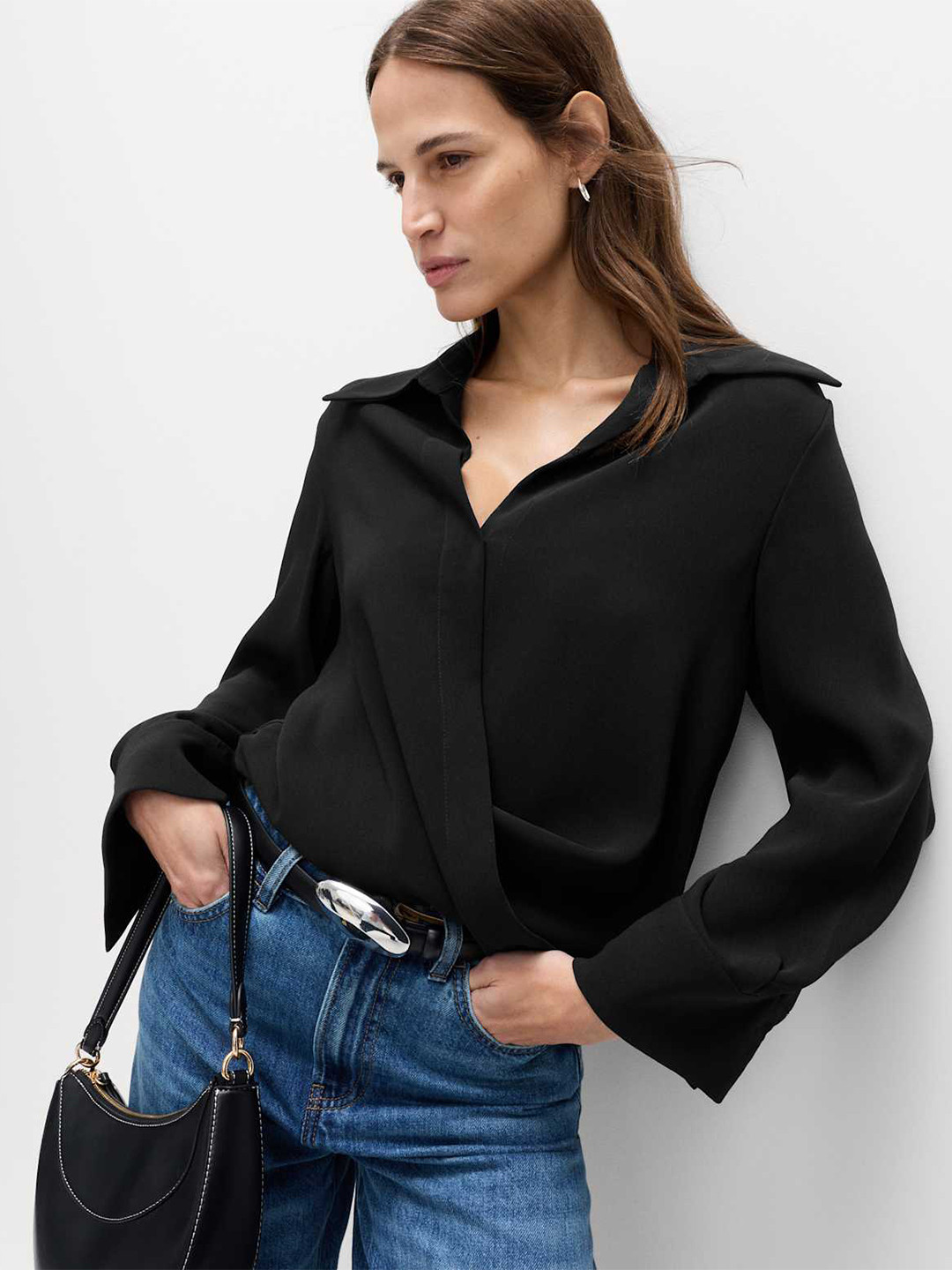 Marks & Spencer Collared Drape Wrap Shirt