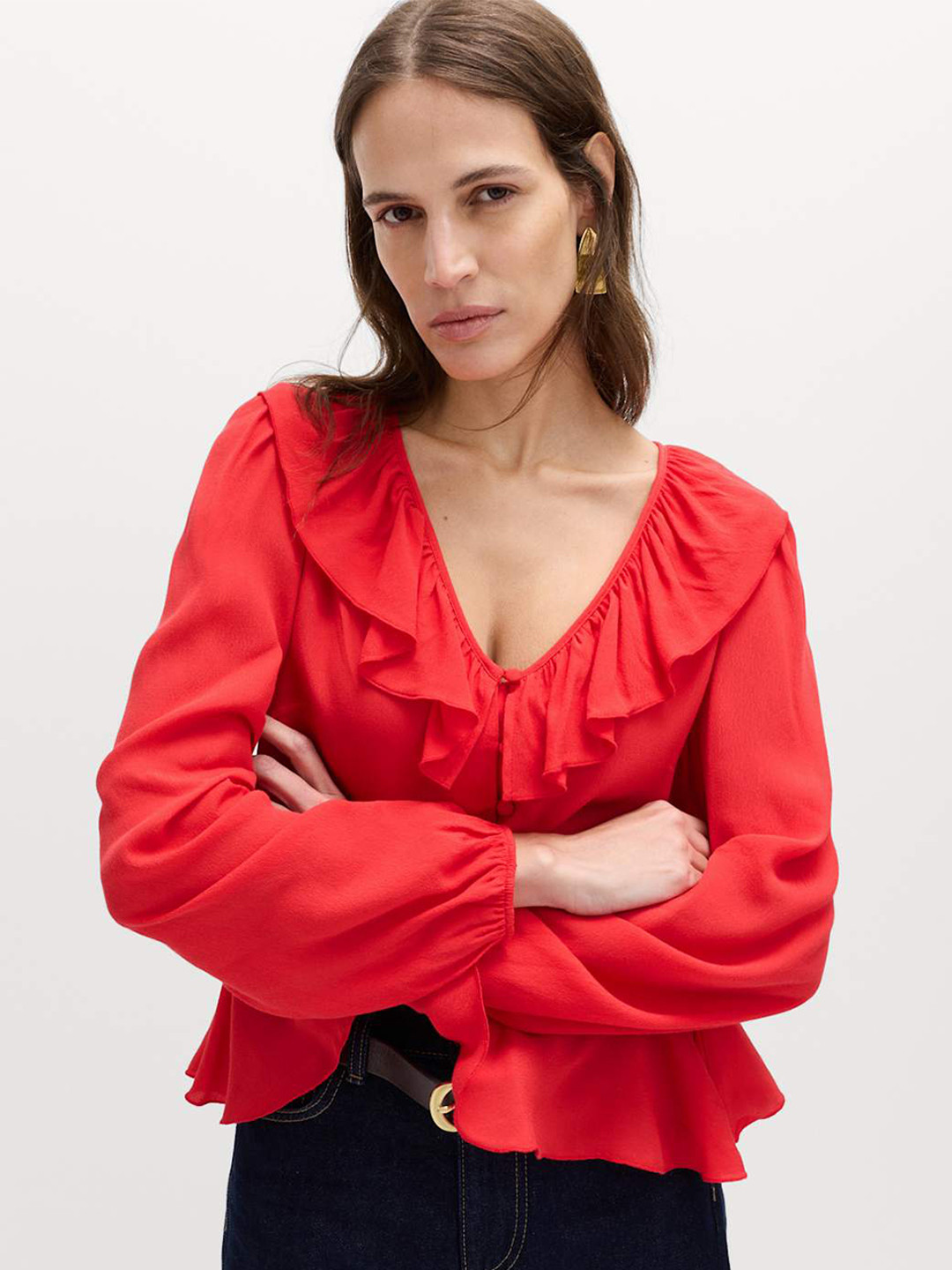 Marks & Spencer Waisted Ruffle Blouse