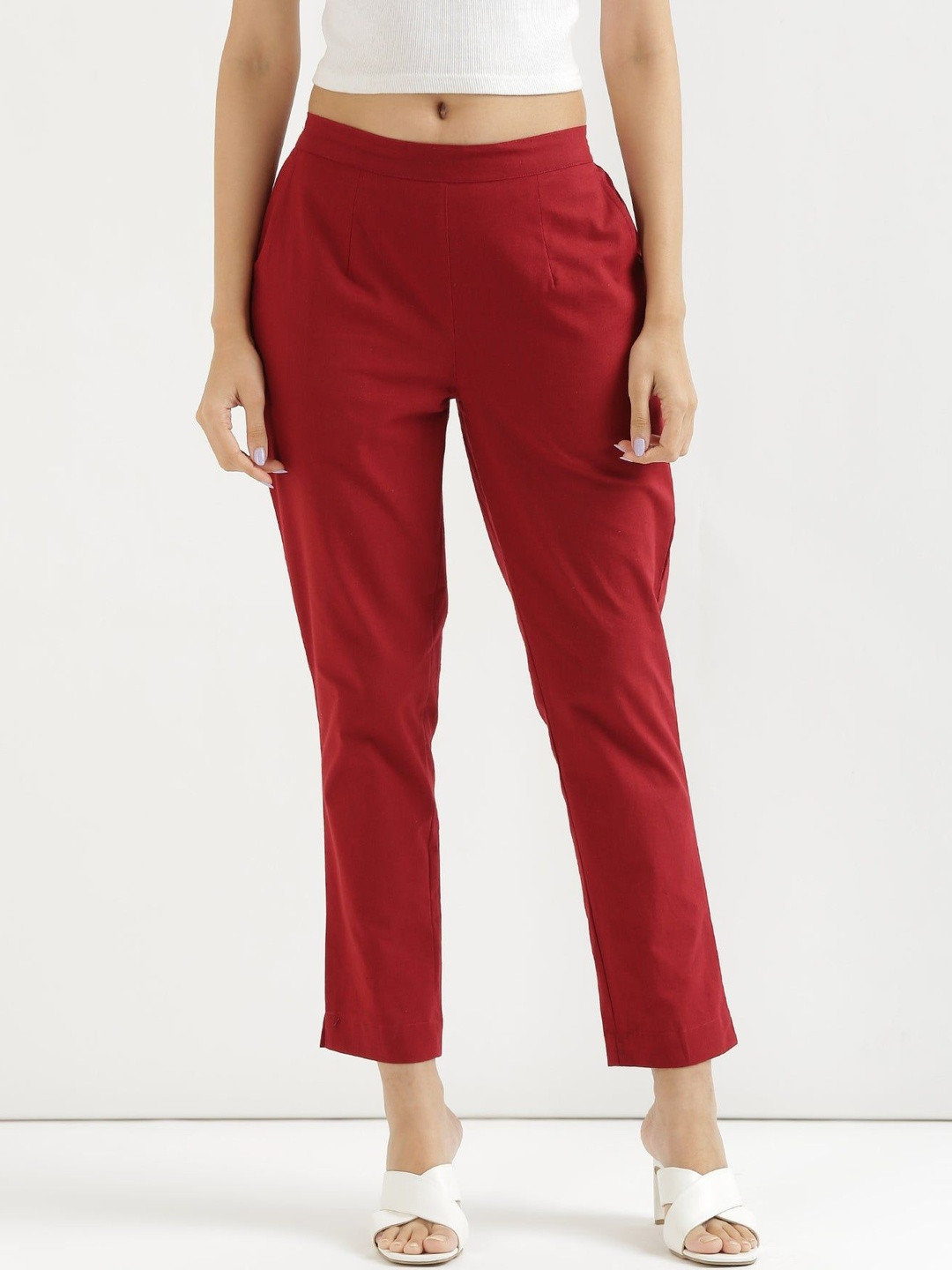 BELIZZI PARIDHAN Women Relaxed Easy Wash Cotton Trousers