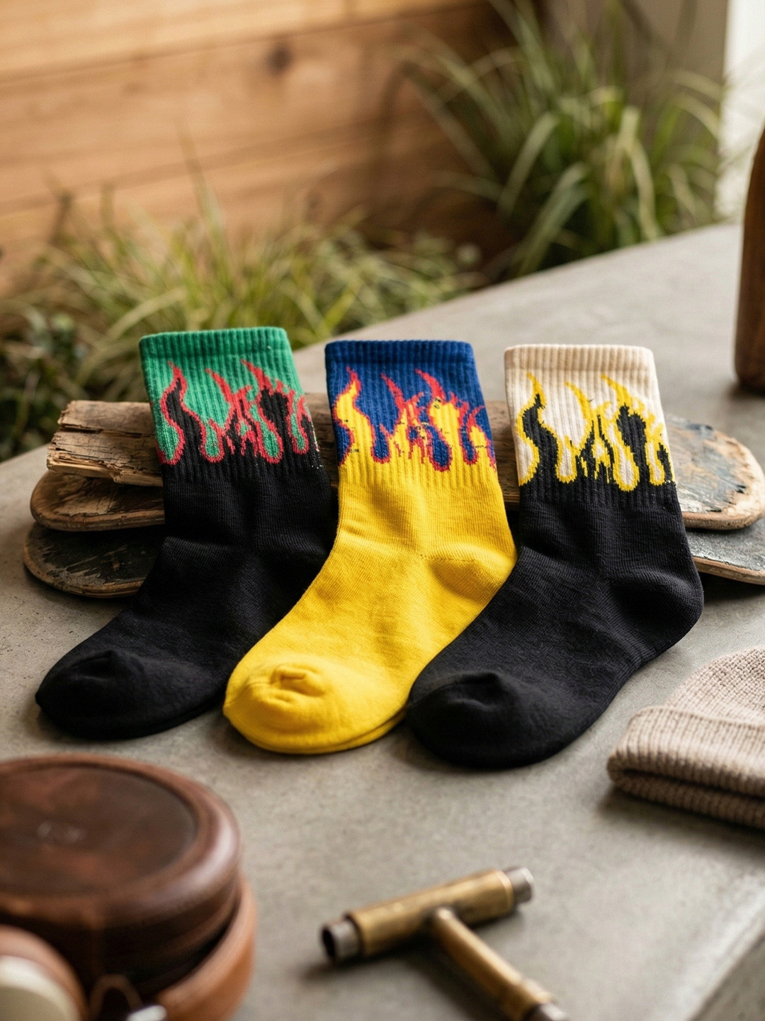 Moda Rapido Men Pack of 3 Cotton Blend Patterned Above Ankle Socks