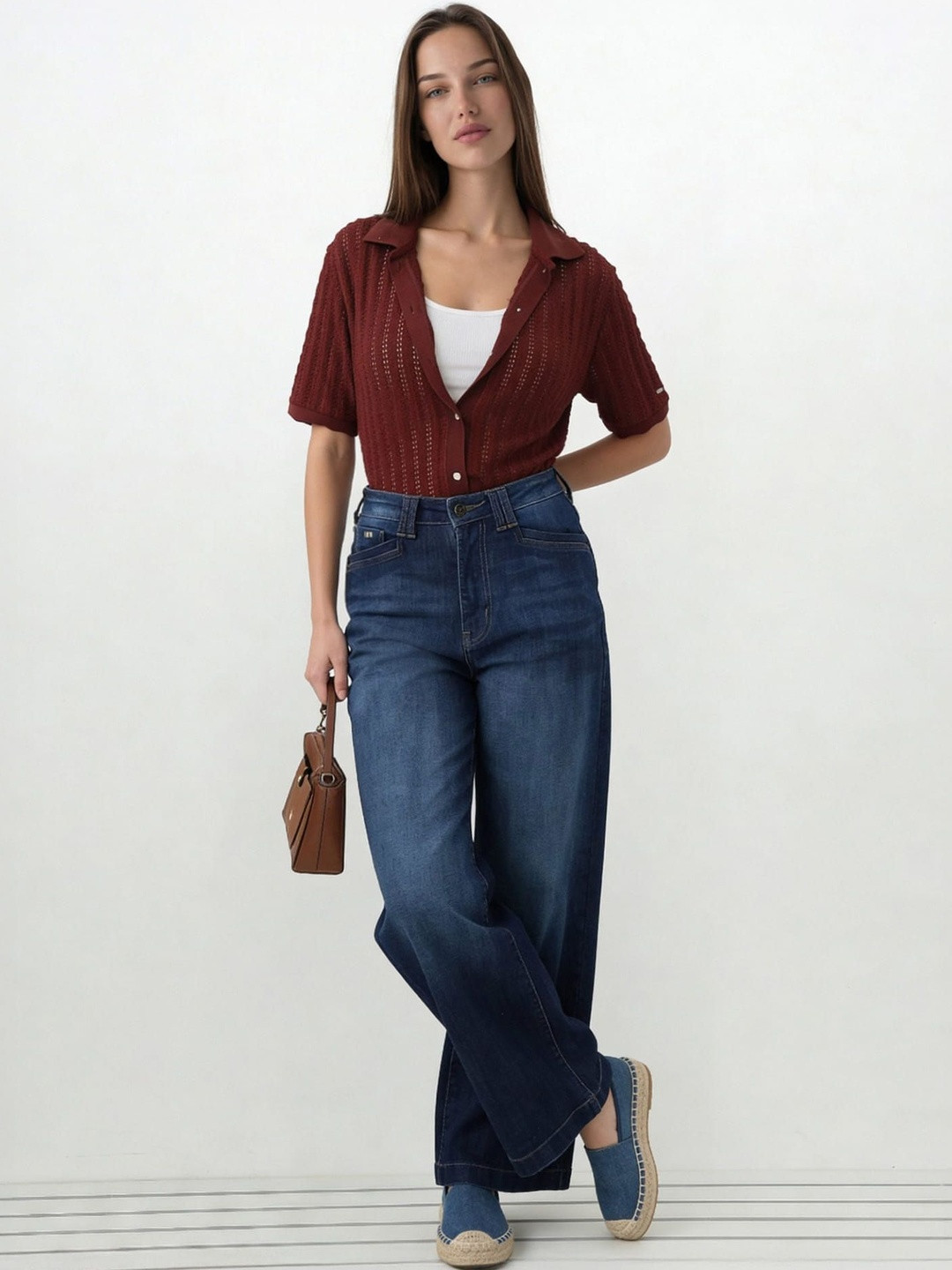 U.S. Polo Assn. Women Women Wide Leg High-Rise Light Fade Stretchable Jeans