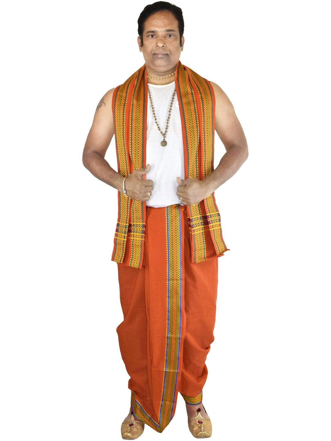 TUNI MANI Men Cotton Unstitched Panchakacham Dhotis 9X5 with Angavasthram