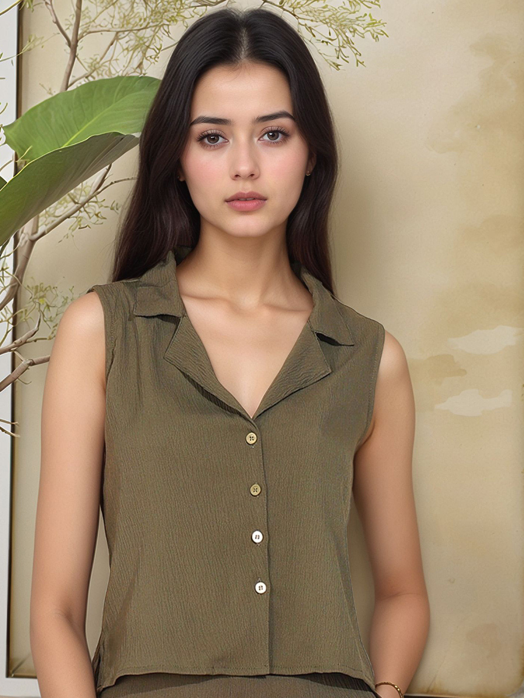 Murcia Women Original Cuban Collar Solid Casual Shirt