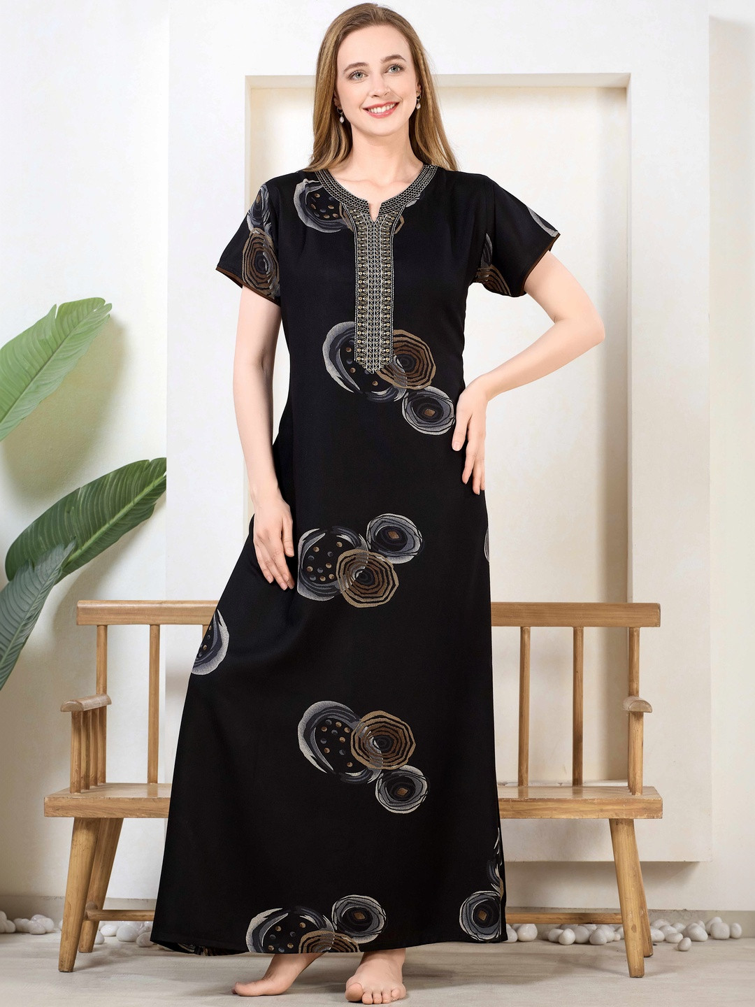 ETC Women Printed Cotton Maxi Gown