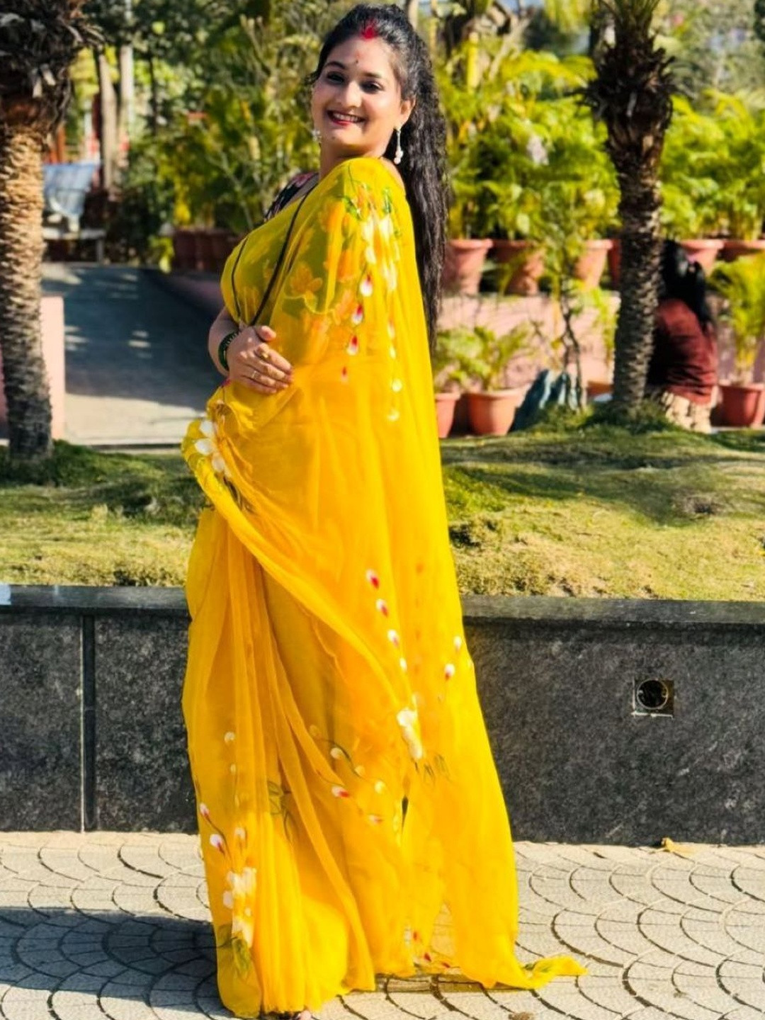 ARKIA Embellished Pure Chiffon Saree