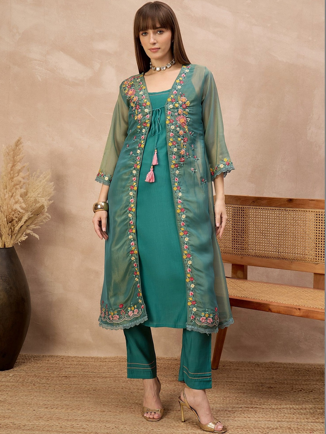 all about you Women Regular Pure Cotton Kurta with Trousers