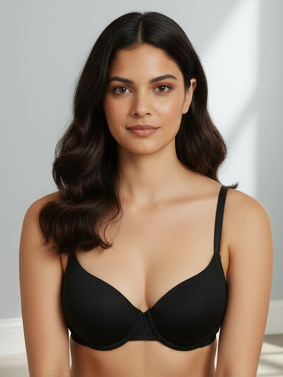 Zivame Black Solid Underwired Lightly Padded T-shirt Bra ZI1101CORE