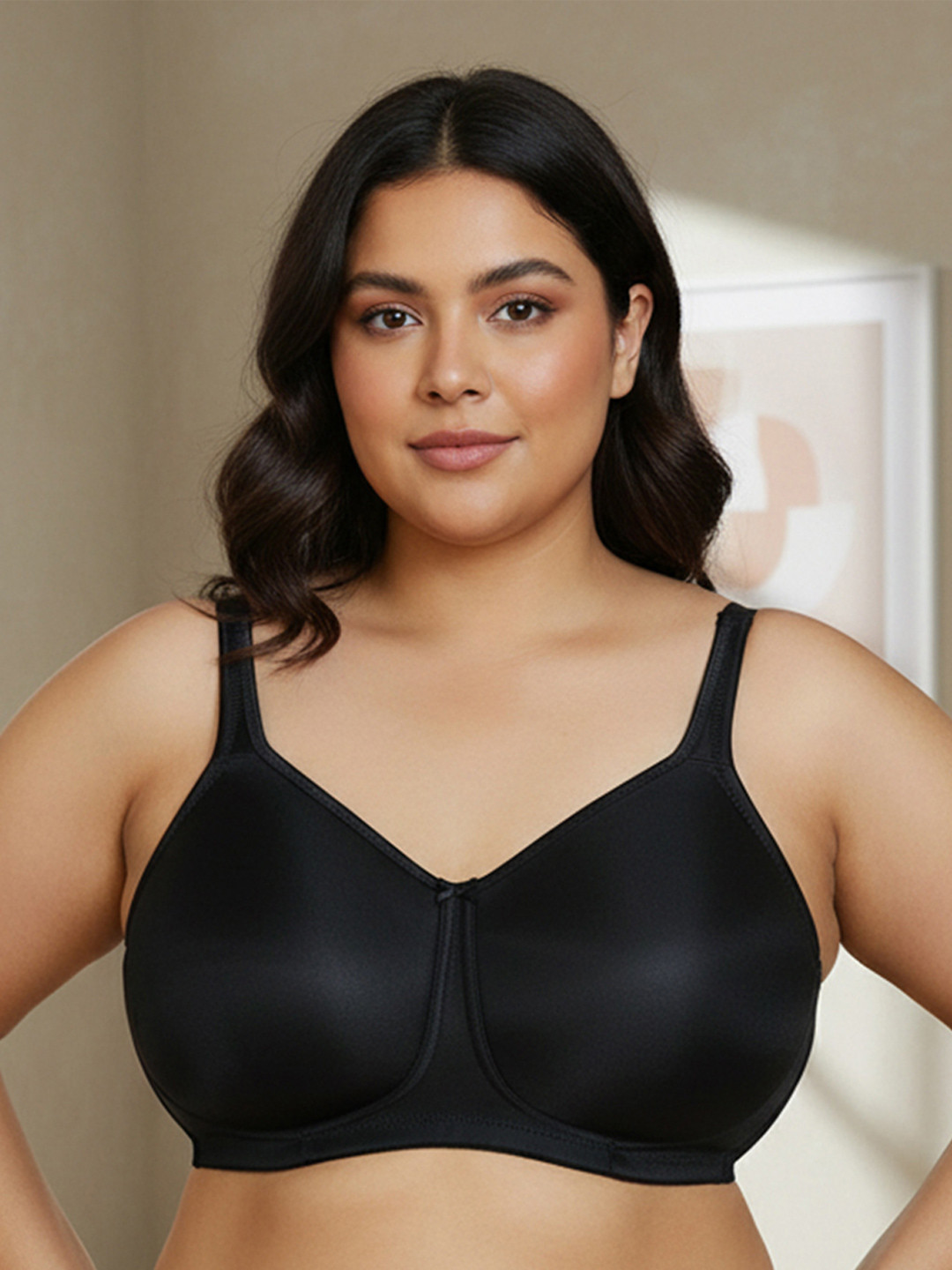 Zivame Black Solid Lightly Padded Non Wired Minimizer Bra