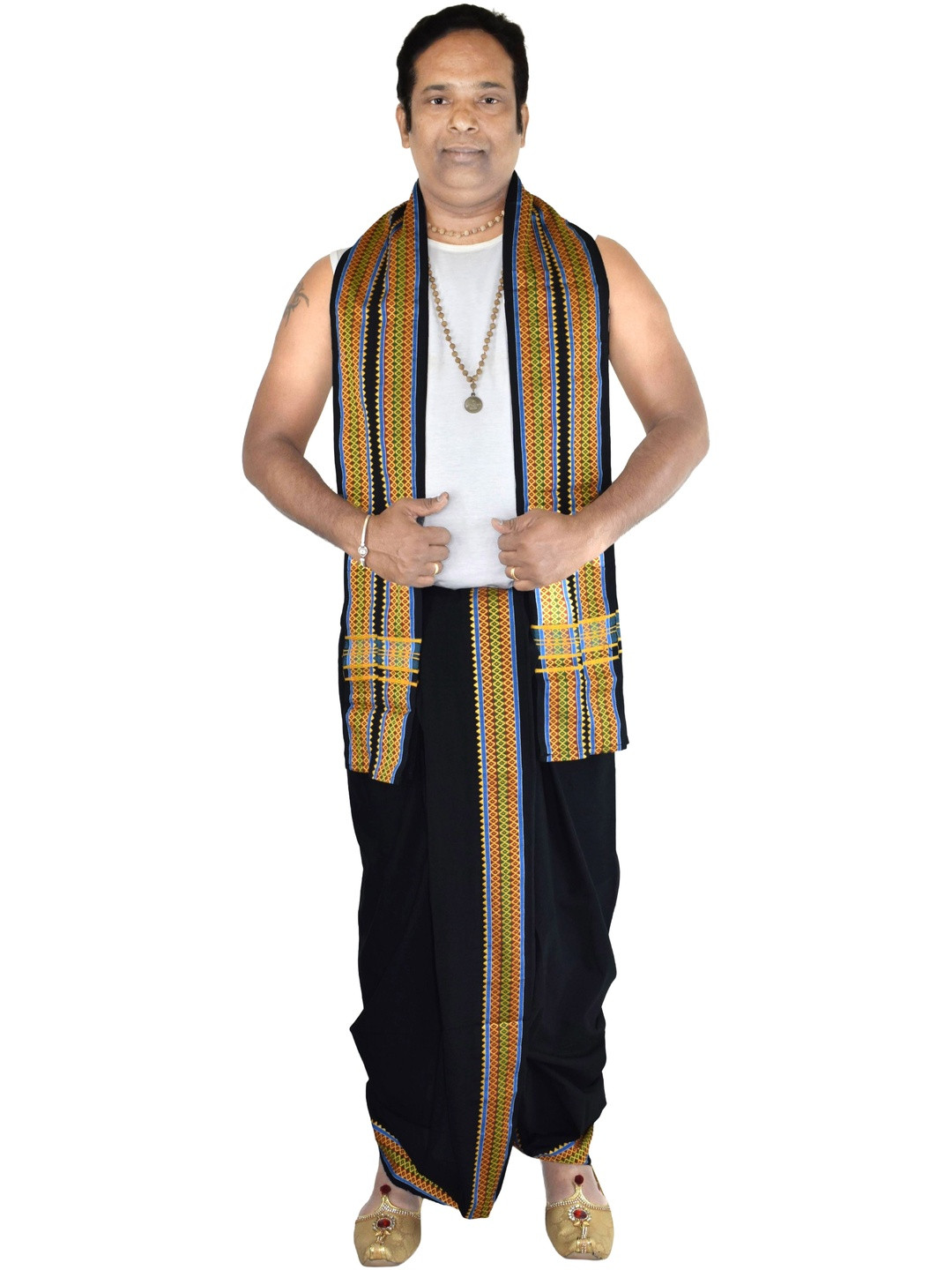 TUNI MANI Men Cotton Unstitched Panchakacham Dhotis 9X5 with Angavasthram