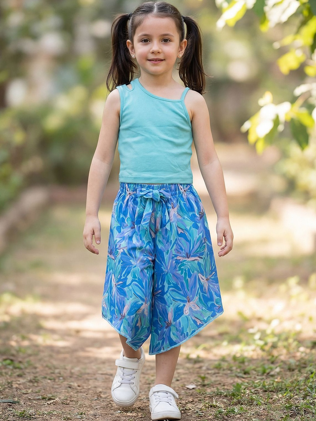HELLCAT Girls One Shoulder Sleeveless Top With Palazzos