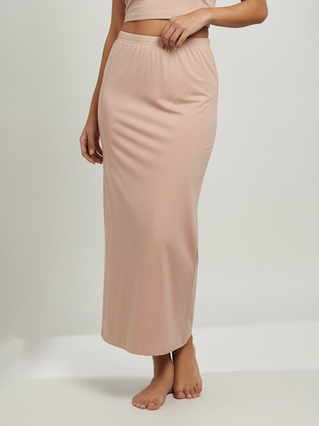Zivame Beige Straight Midi Pure Cotton Skirt