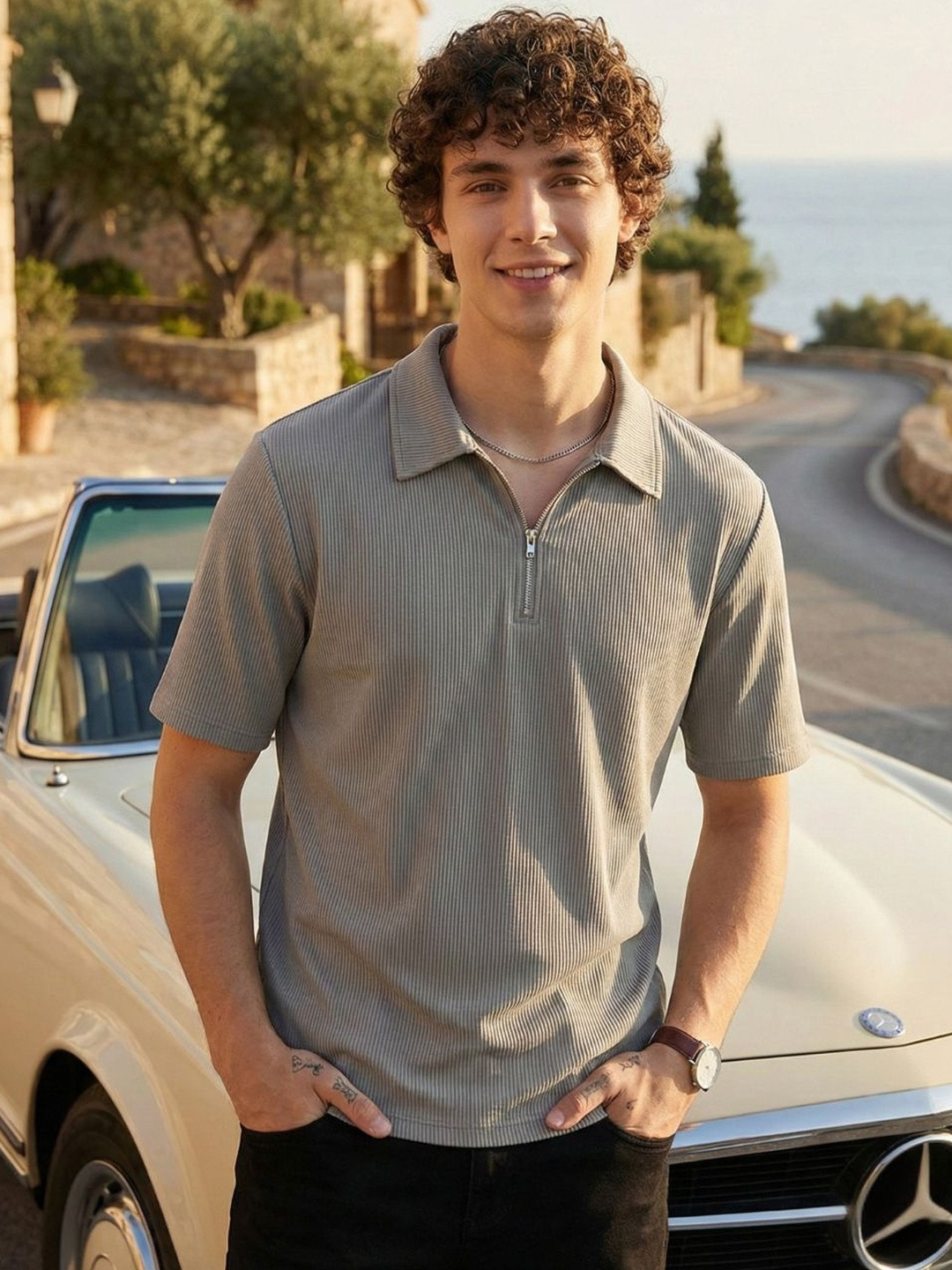 CLUB 44 Men Polo Collar T-shirt