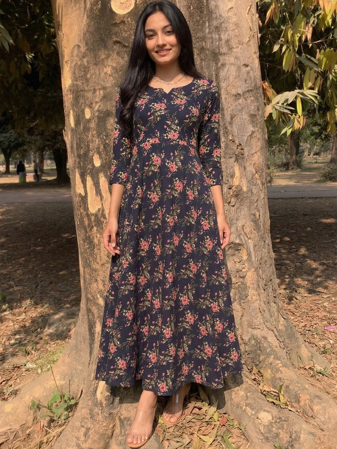 DHAKRE FASHION Print Fit & Flare Long Dress