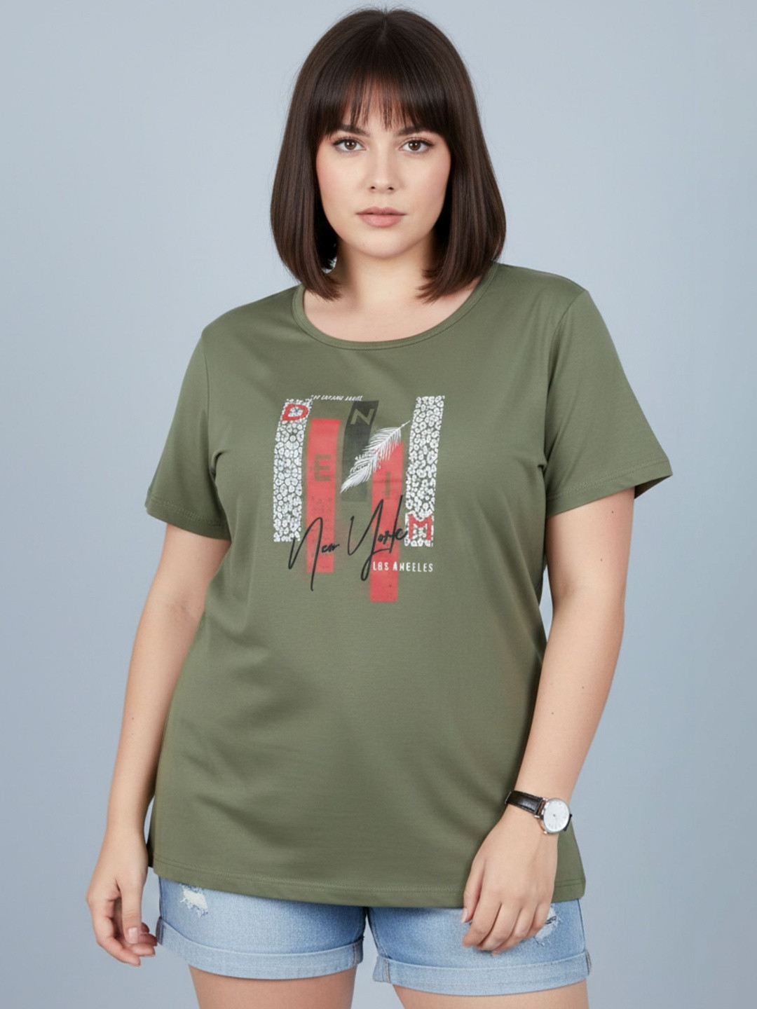 SANDPIPER Print Placement Print Cotton Blend Top
