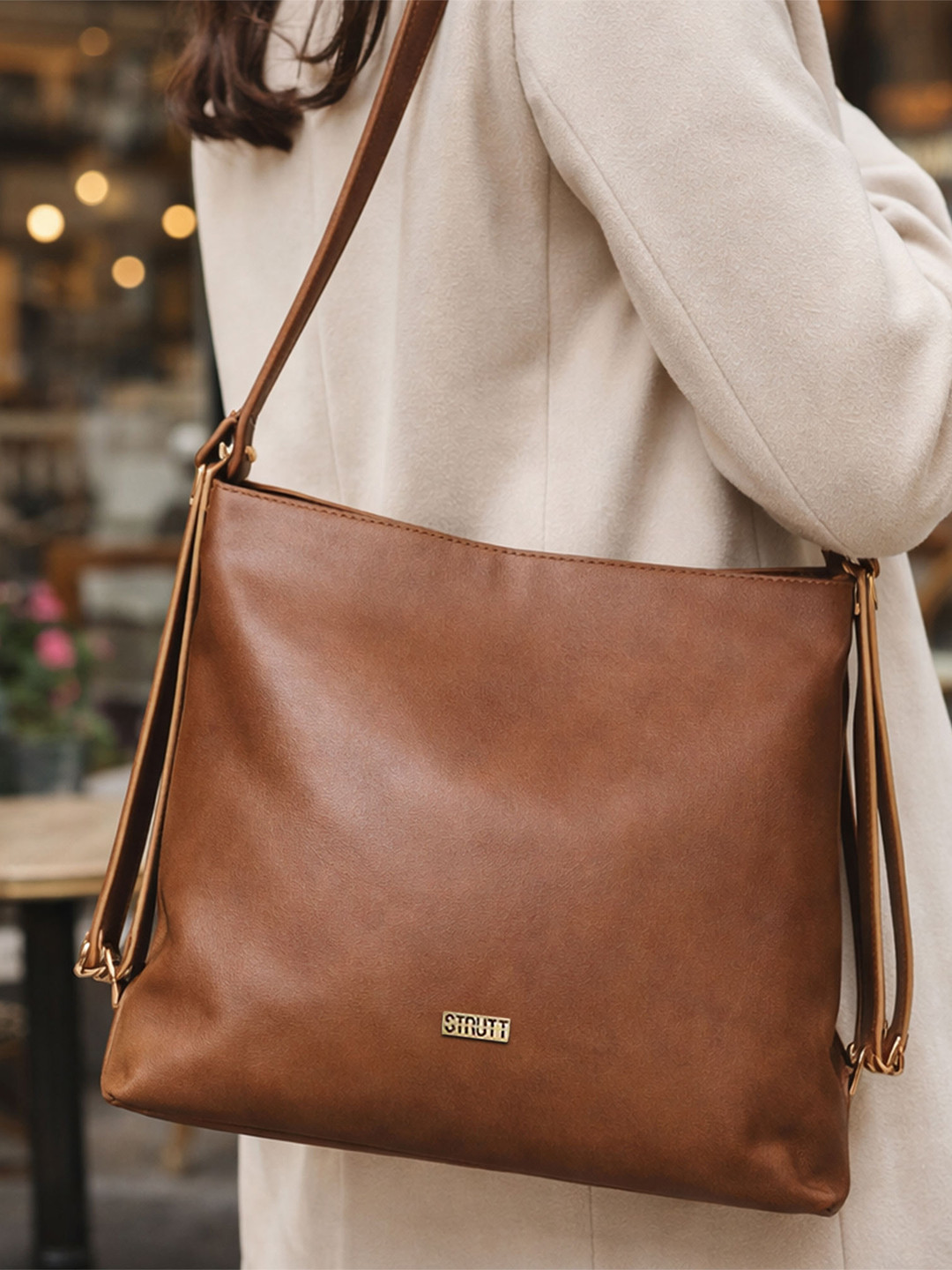 STRUTT Women Travelling Midi Backpack: Brown Vintage