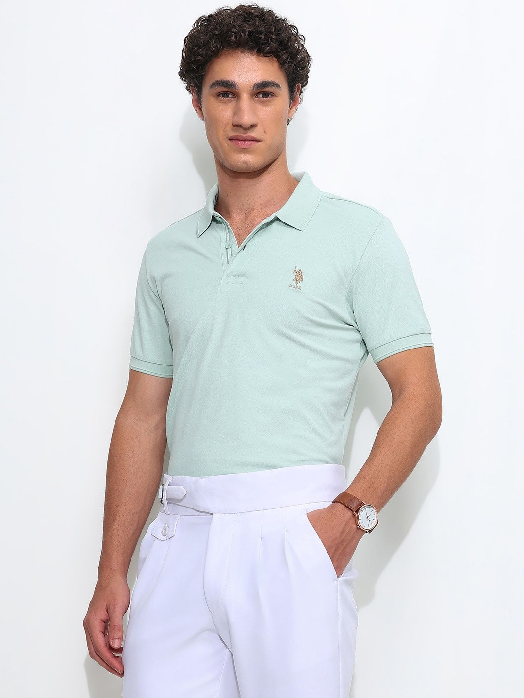 U.S. Polo Assn.Solid Pique Slim Fit Polo Collar T-shirt