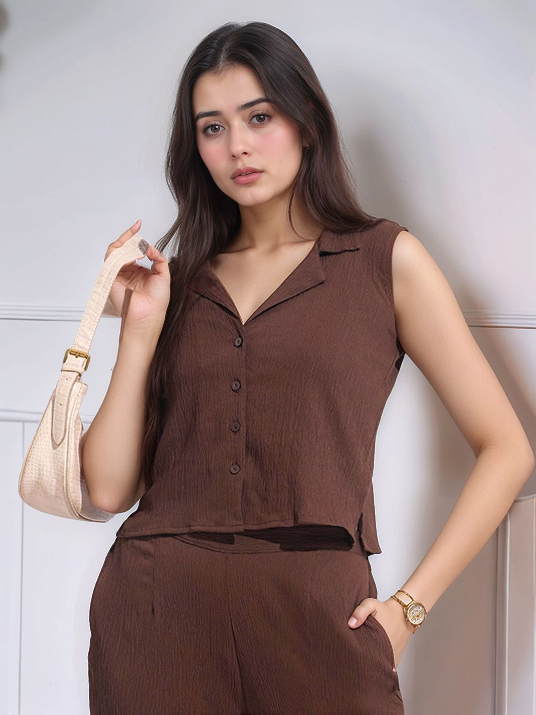 Murcia Women Original Cuban Collar Solid Casual Shirt