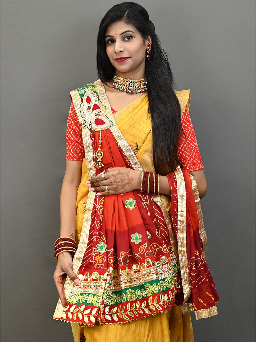 Ranisatiya creation Bandhani Printed Dupatta With Gotta Patti