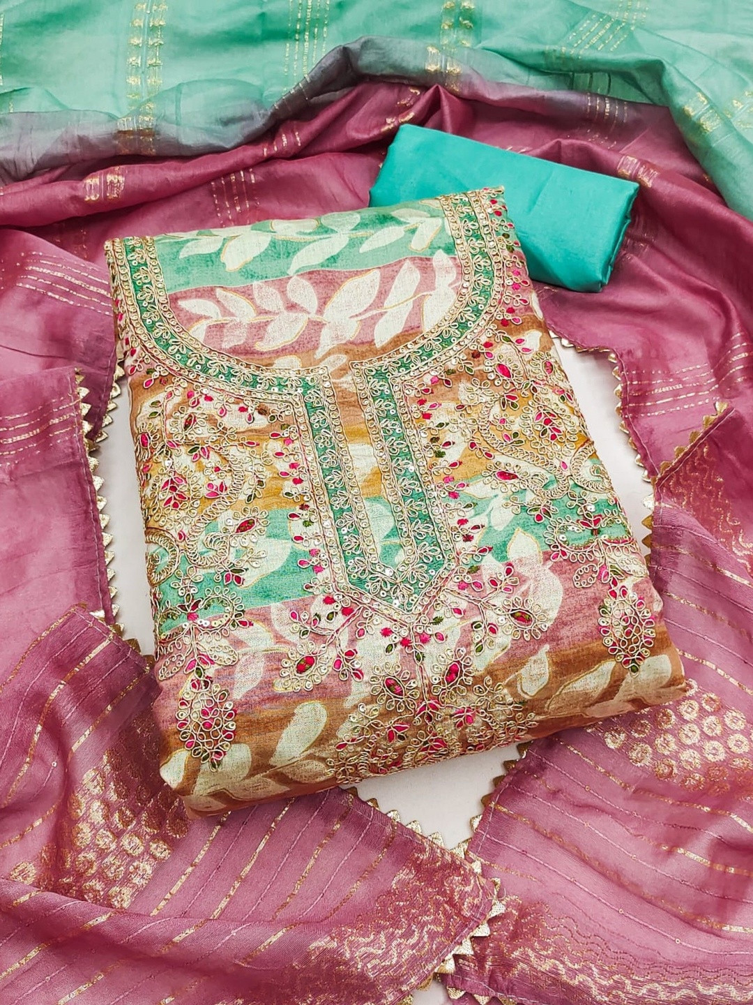 KALINI Embroidered Unstitched Dress Material