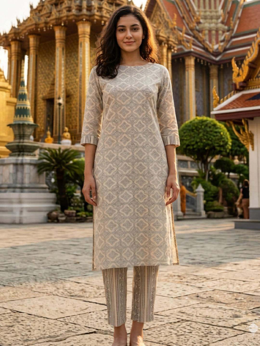 Milvia Women Printed Regular Kurta with Trousers