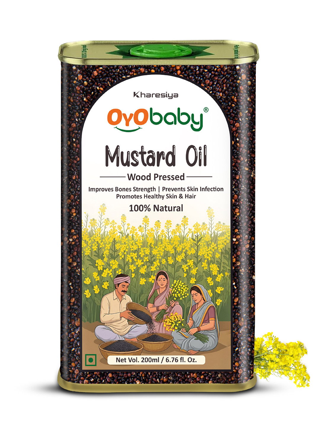 OyO Baby Kids 100%Natural Cold Pressed Mustard Oil - 200 ml