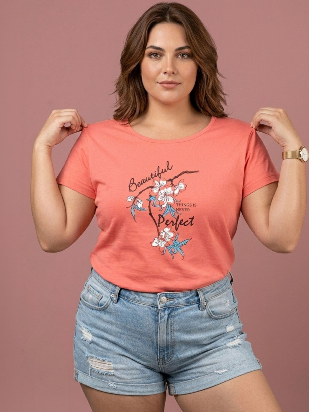 SANDPIPER Print Placement Print Cotton Blend Top