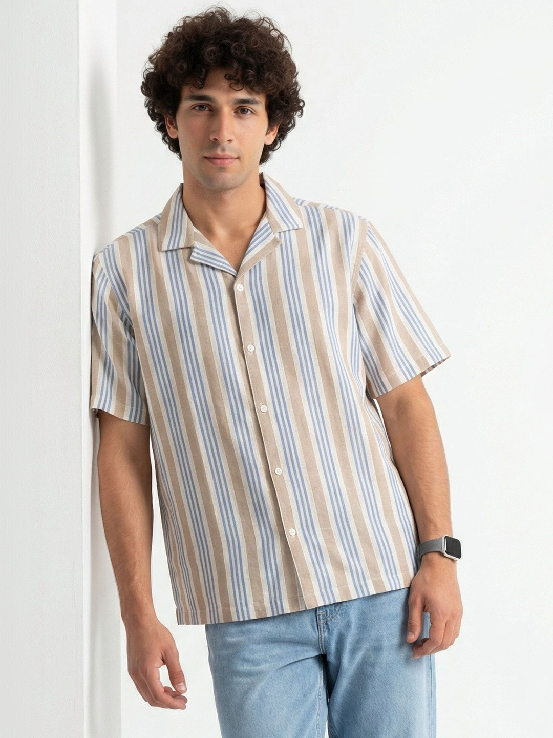 TRULOOM Men Relaxed Multi Stripes Striped Casual Shirt