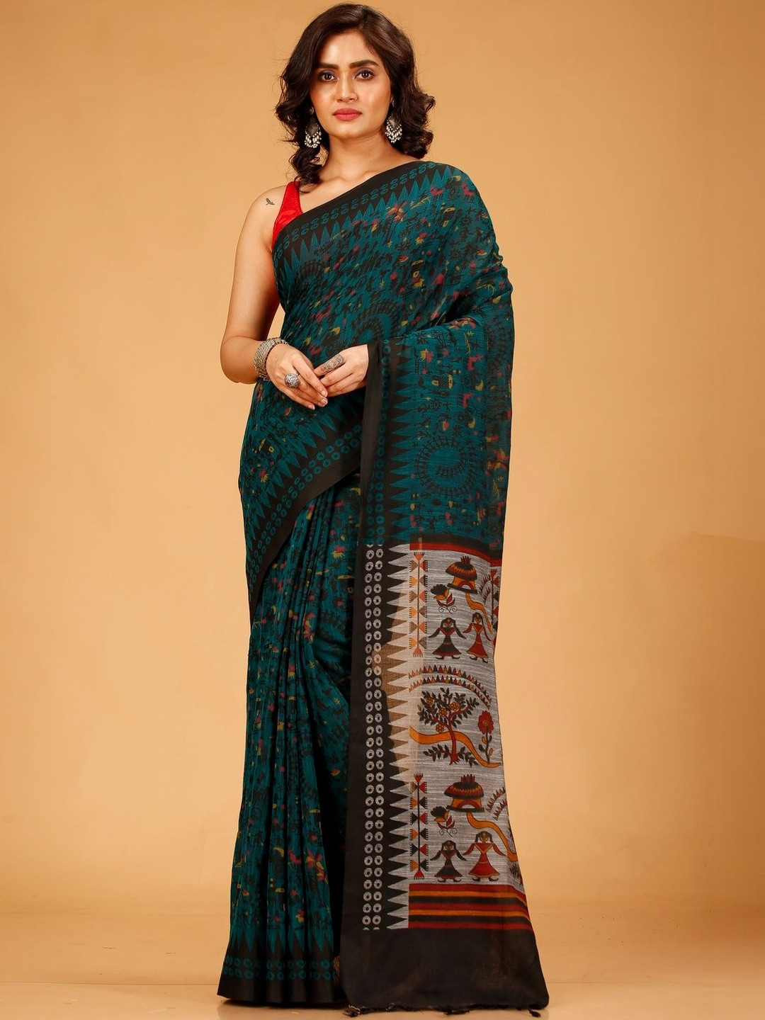 Quetzal Pure Cotton Fusion Sambalpuri Saree