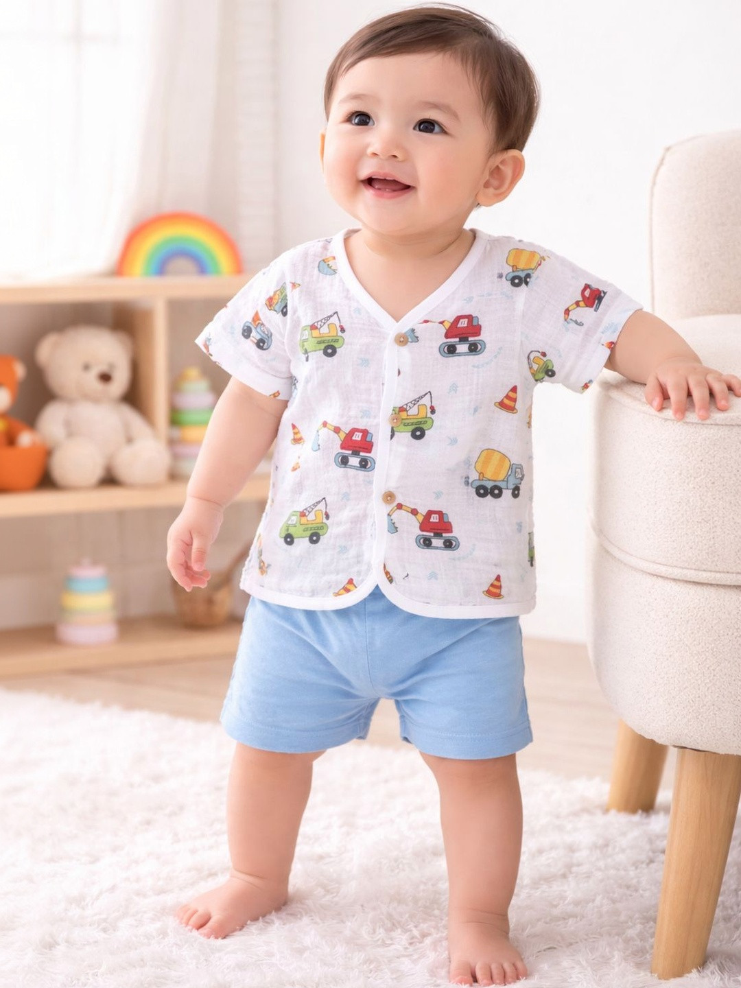 Teri Beri Pack of 3 Printed Assorted Organic Cotton Jhabla