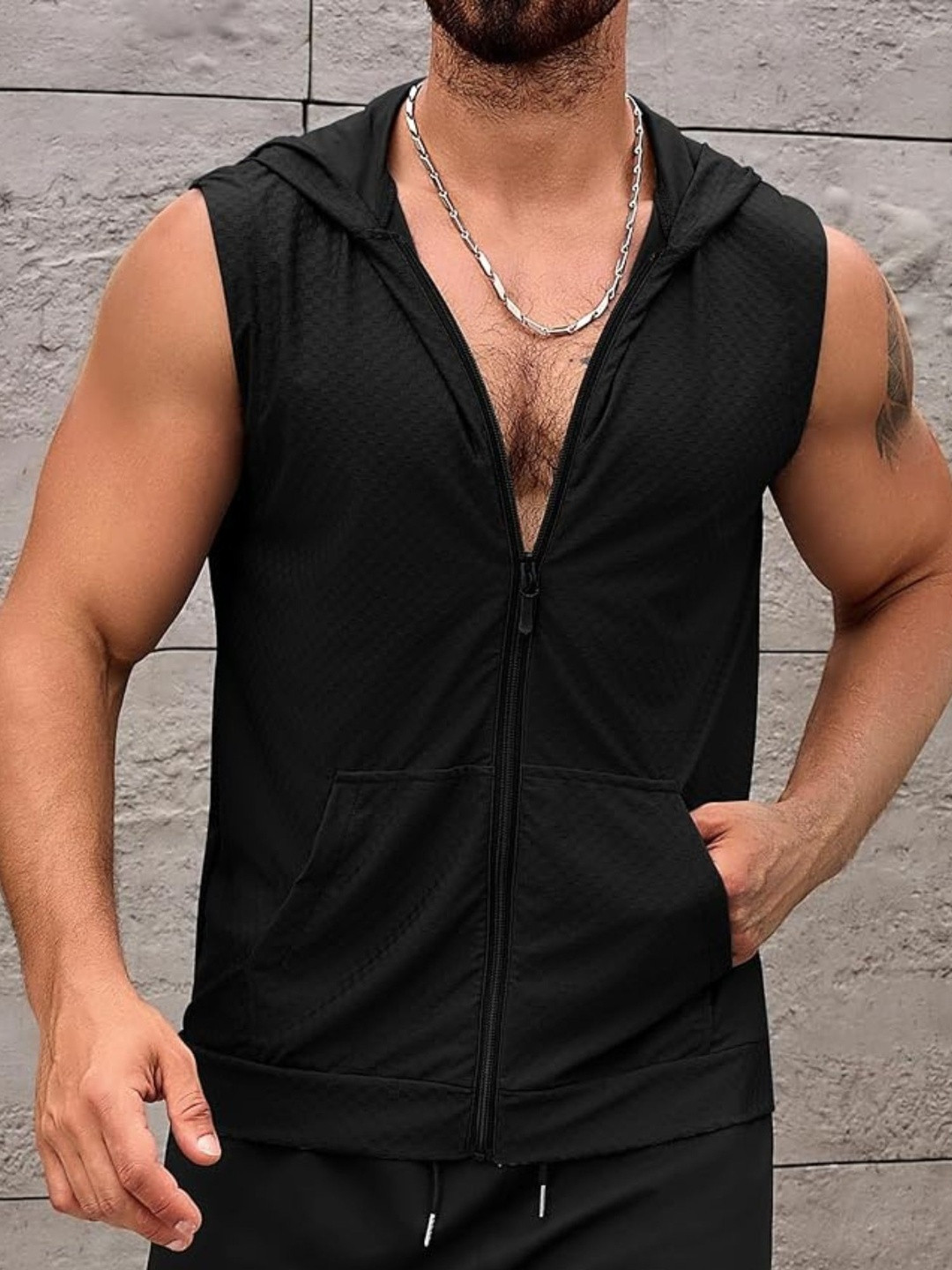 Raxedo Men Sleeveless Zipper Hoodie Gym Vests for Intense Workout