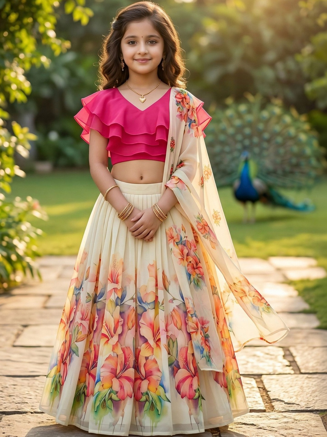 Girls Printed Ready to Wear Lehenga & Blouse With Dupatta 6