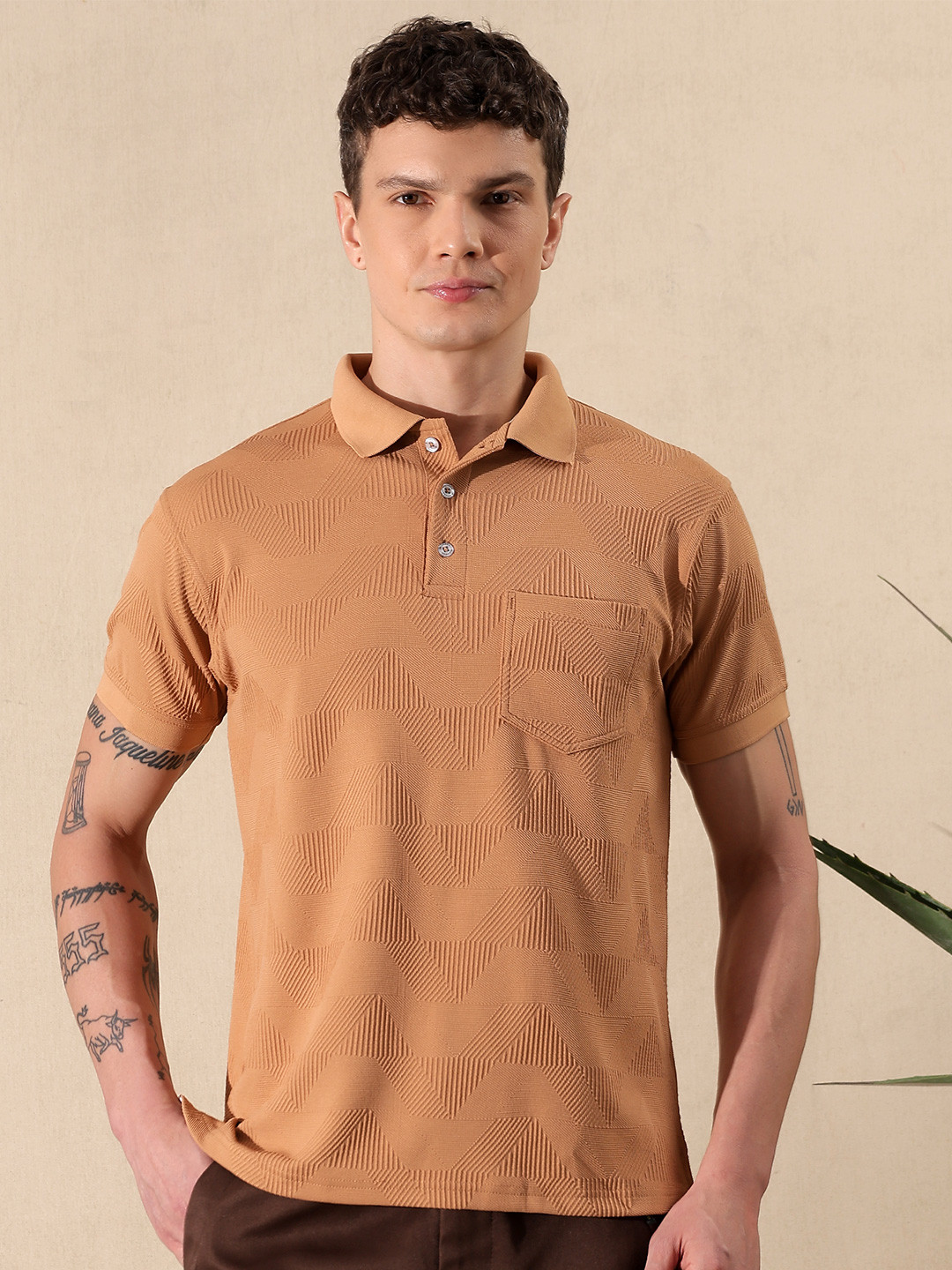 BLUWEEA Men Solid Regular Fit Polo T-shirt