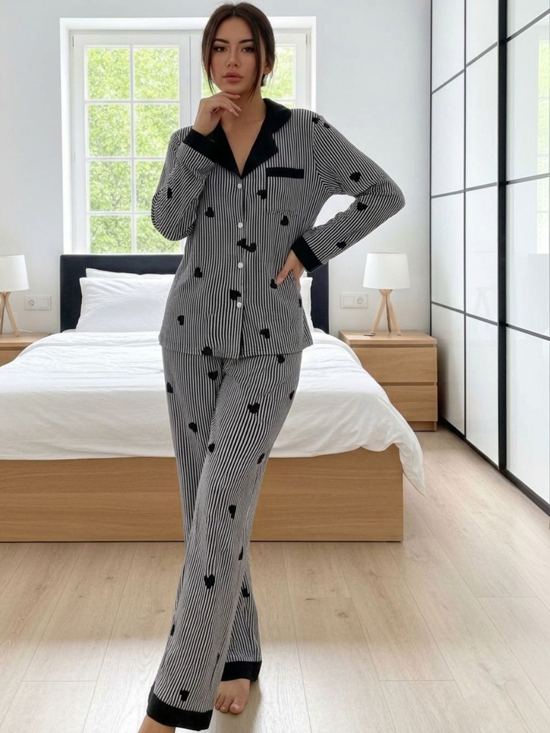 UDHATIKRAMAN Women Striped Night suit