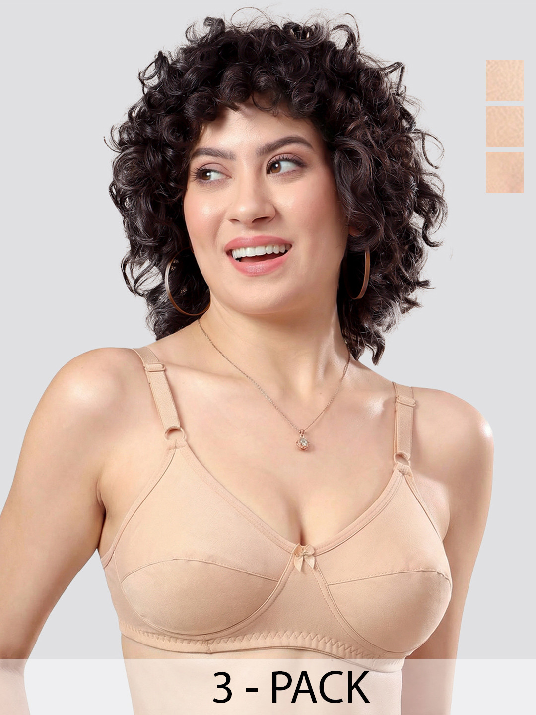 K LINGERIE Pack of 3 Manvi Wirefree Cotton Everyday Bra