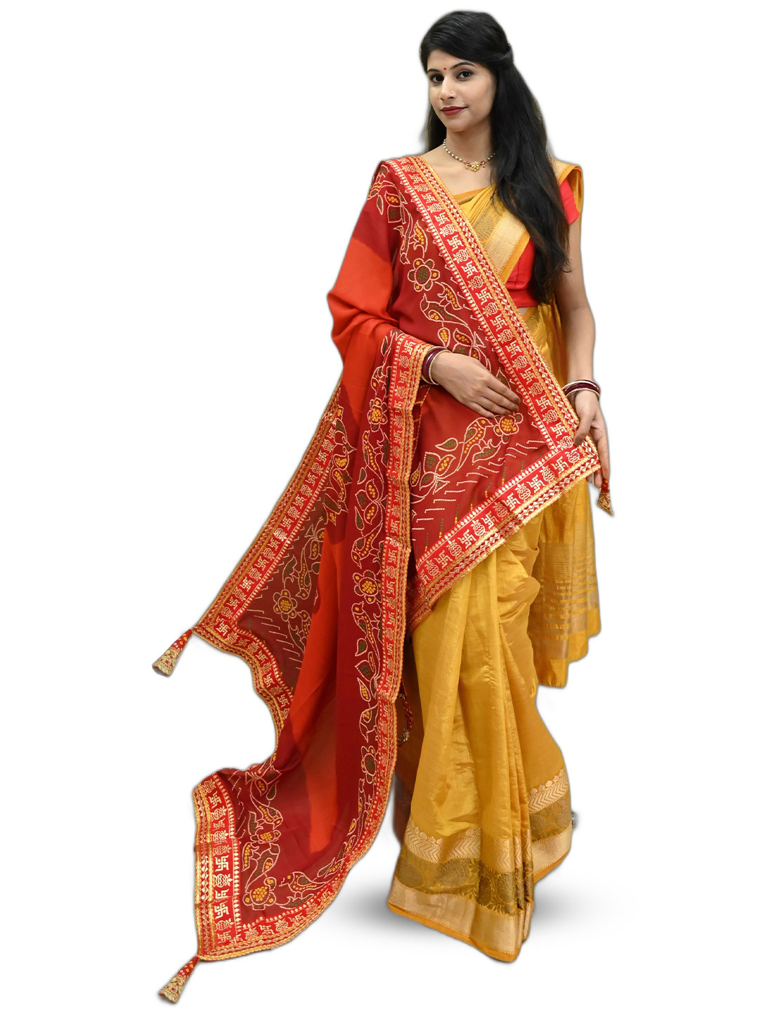 Ranisatiya creation Bandhani Printed Dupatta With Gotta Patti
